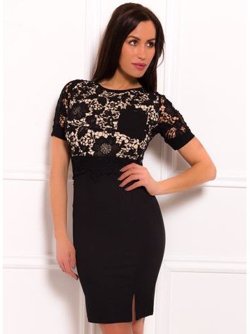 Vestido de encaje de mujer Due Linee - Negro -