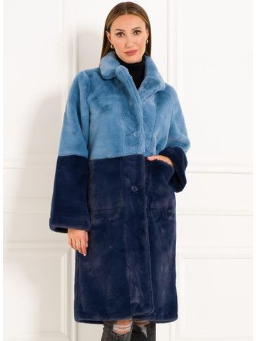 Dámský oboustranný kabát kombinace modré