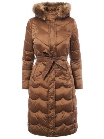 Női téli kabát eredeti rókaszőrrel Due Linee - Barna -