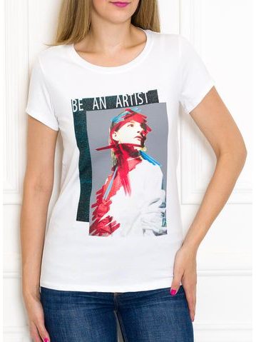 Women's T-shirt Due Linee - White -