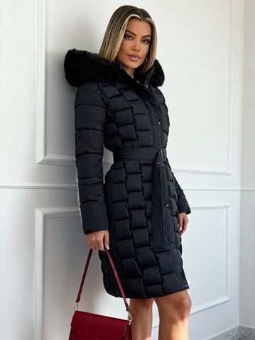 Dámská zimní bunda proplétaná černá -