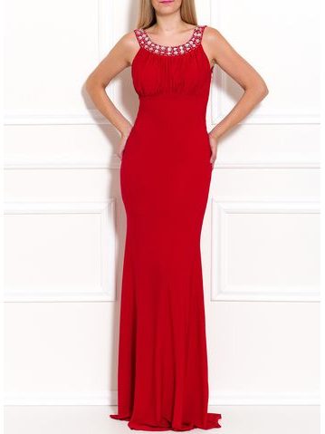 Damska długa sukienka Due Linee - czerwony -