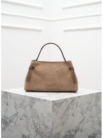 Kožená kabelka do ruky černá broušená kůže -