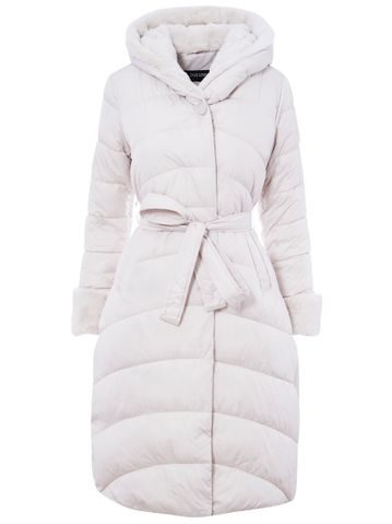 Dámská kožená kabelka přes velká rameno se srstí a zdobením - béžová -