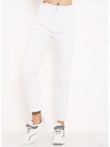 Dámske biele džínsy s elastickým pásom -