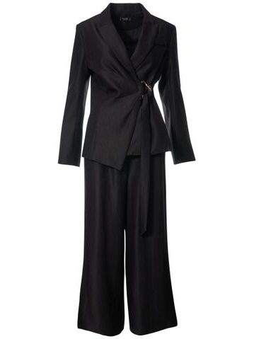 Costum damă burgundy cu cataramă aurie -
