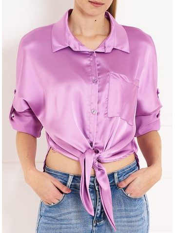 Dámský košilový top s vázáním - lila -