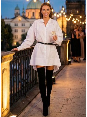 Dámske exkluzívne naberané šaty s opaskom -