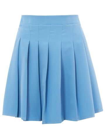 Dámska skladaná mini sukňa - modrá -