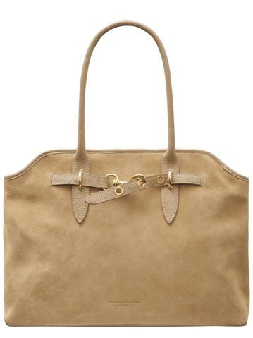 Kabelka z broušené kůže přes rameno béžová -