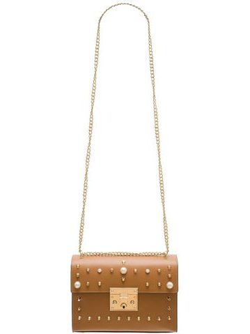 Damska skórzana crossbody torebka Glamorous by GLAM - brązowy -