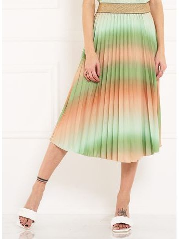 Dámska plizovavá sukňa dúha zeleno - oranžová -