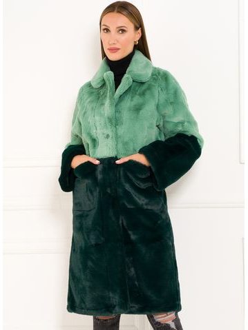 Dámský oboustranný kabát kombinace zelené