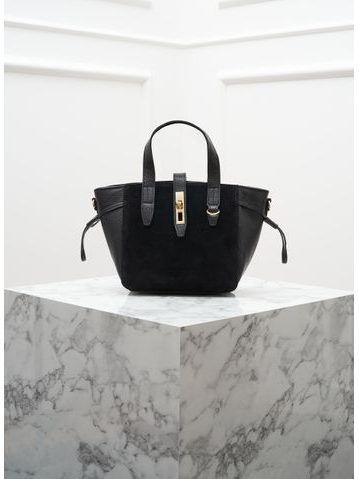 Kožená kabelka do ruky černá broušená kůže -