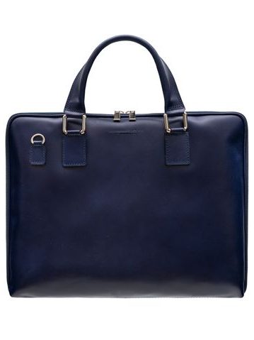 Elegantní kožená unisex kabelka tmavě modrá -