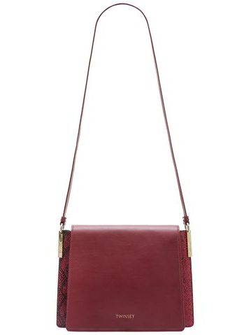 Real leather crossbody bag TWINSET - Wine -