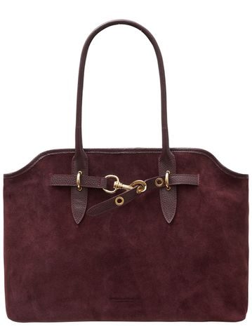 Kabelka z broušené kůže přes rameno vínová -