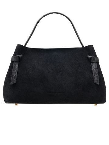 Kožená kabelka z broušené kůže do ruky černá -