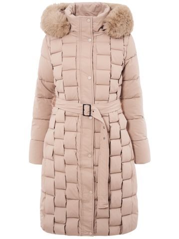 Dámská kožená kabelka přes velká rameno se srstí a zdobením - béžová -