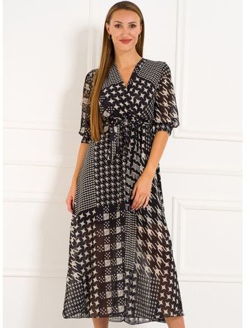 Maxi dress Due Linee - Black-white -