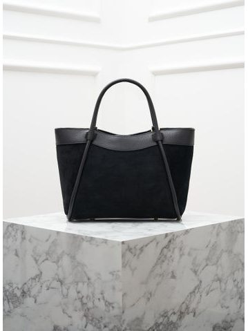 Kožená kabelka do ruky černá broušená kůže -