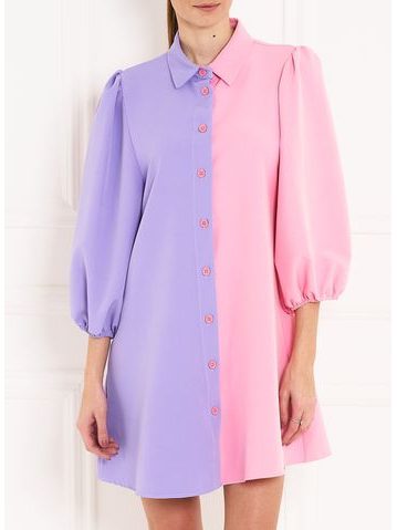 Dámske košeľové šaty fialovo - ružová -