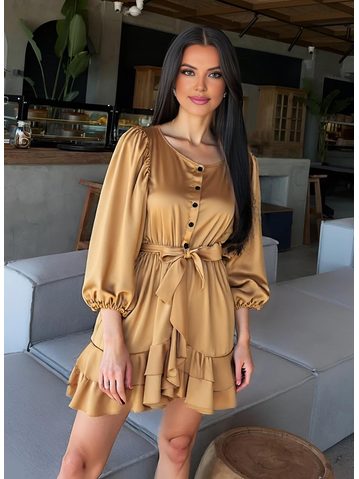 Dámske šaty s volánmi béžovej -