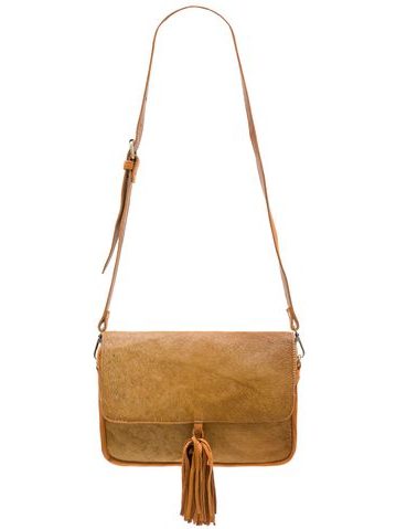 Bolso de cuero crossbody para mujer Due Linee - Marrón -