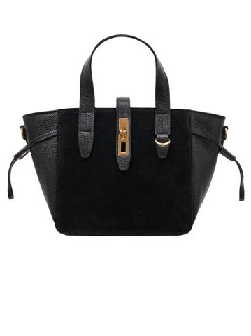 Dámská kožená kabelka do ruky z broušené kůže černá -