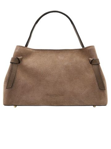 Kožená kabelka z broušené kůže do ruky taupe -