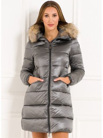 Winter jacket with real fox fur Due Linee - Silver -