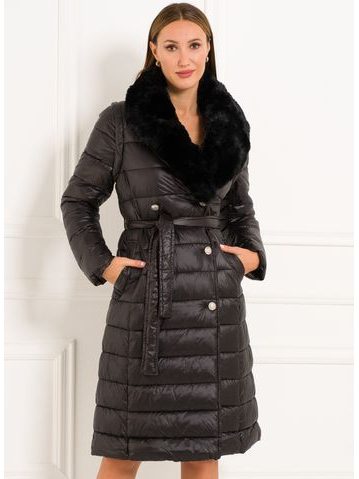 Dámská černá zimní bunda / vesta s vázáním -