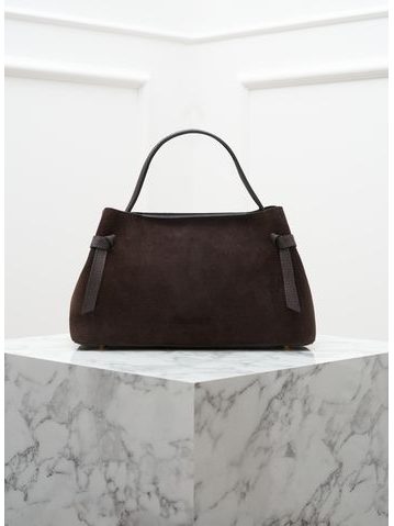 Kožená kabelka do ruky černá broušená kůže -