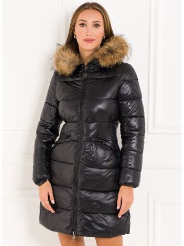 Winter jacket with real fox fur Due Linee - Black -