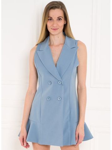 Dámske šaty s dvojradovým zapínaním - svetlo modrá