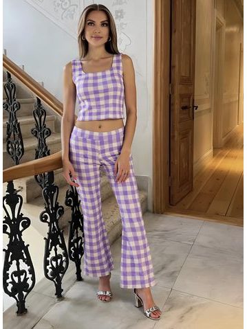 Dámský komplet crop top a kalhoty - lila -
