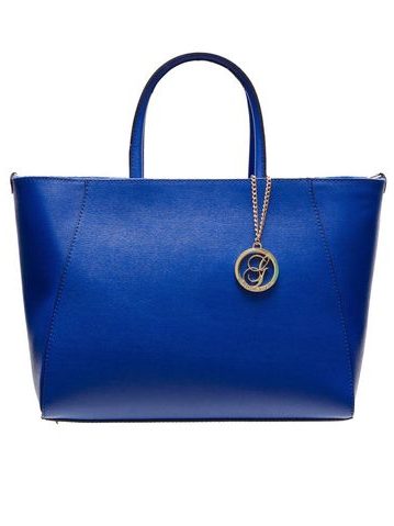 Kožená kabelka zo safiánové kože jednoduchá - kráľovská modrá -