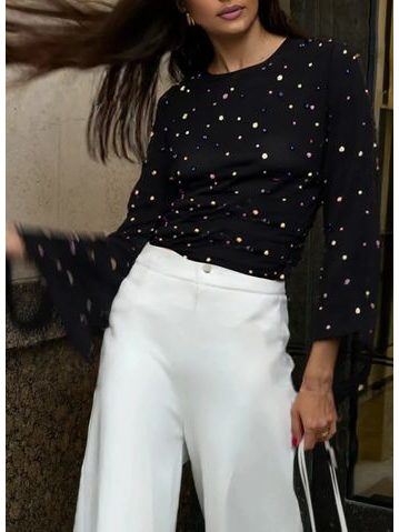 Top damă Due Linee - Neagră -