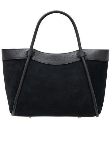 Kožená kabelka do ruky černá broušená kůže -