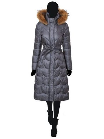 Winter jacket Winter jacket with real fox fur Due Linee - Grey -