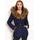Women's winter jacket with real fox fur Due Linee - Dark blue -