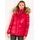 Chaqueta de invierno para mujer con piel de zorro real Due Linee - Rojo -