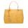 Dámská kožená kabelka ražená s květy - žlutá -