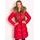 Women's winter jacket with real fox fur Due Linee - Red -