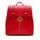 Dámsky kožený batoh na patenty razený - červená -