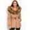 Women's winter jacket with real fox fur Due Linee - Beige -