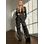 Costum cu aspect creponat sacou și pantaloni negru -