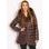 Women's winter jacket with real fox fur Due Linee - Brown -