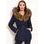 Women's winter jacket with real fox fur Due Linee - Dark blue -