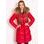 Women's winter jacket with real fox fur Due Linee - Red -